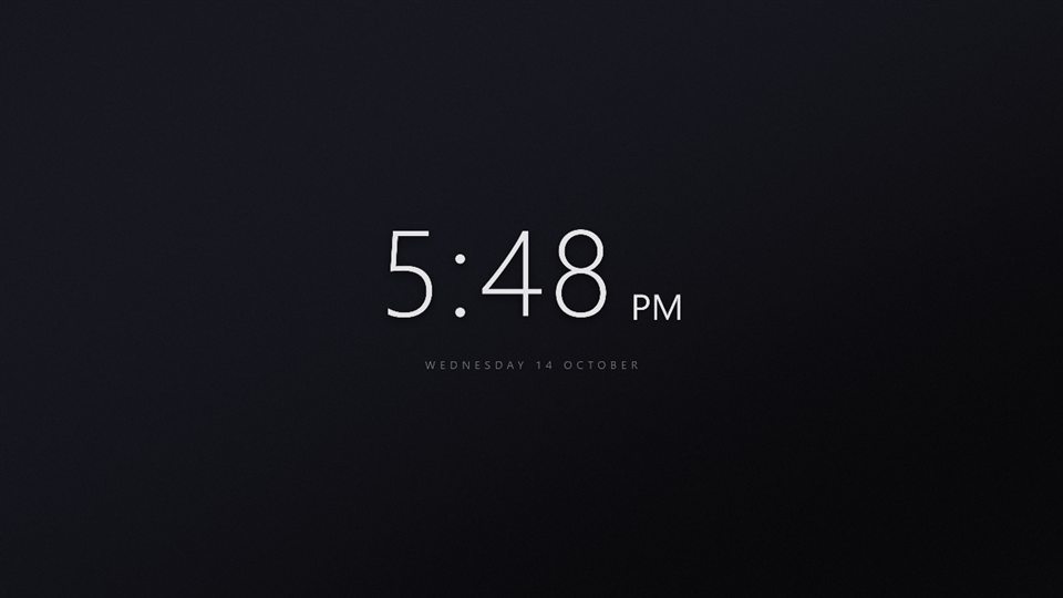 Minimal clock: a large thin clock on a near-black background